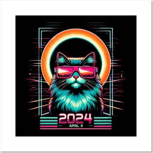 Cat in Eclipse Glasses Totality 2024 Total Solar Eclipse Posters and Art